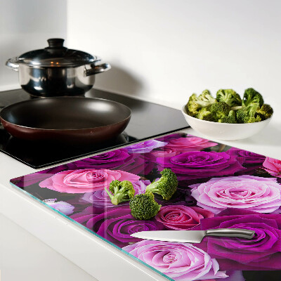Planche à découper en verre Roses dans les tons de rose