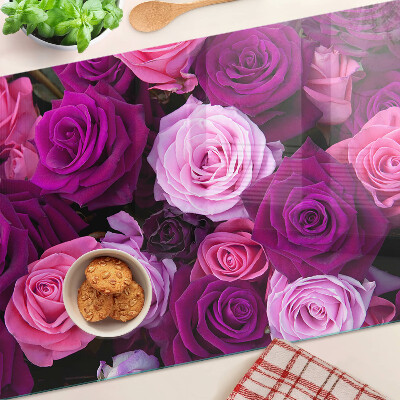 Planche à découper en verre Roses dans les tons de rose