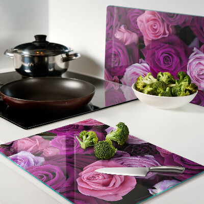 Planche à découper en verre Roses dans les tons de rose