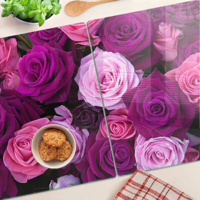 Planche à découper en verre Roses dans les tons de rose