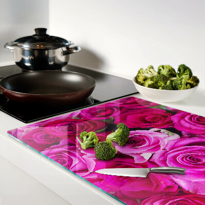 Planche à découper verre Roses dans les tons de rose