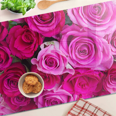 Planche à découper verre Roses dans les tons de rose