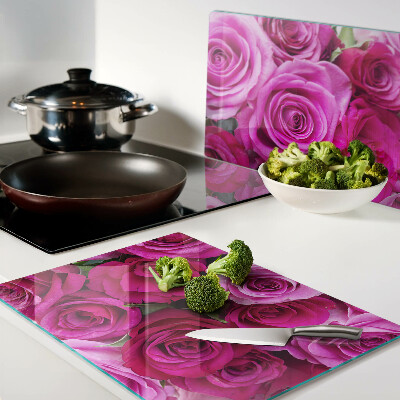 Planche à découper verre Roses dans les tons de rose