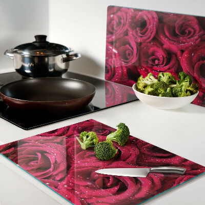 Planche à découper en verre Des roses d'une couleur rose intense