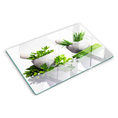 Planche à découper verre Herbes en pots
