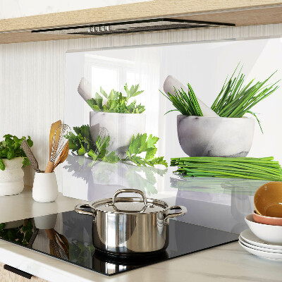 Planche à découper verre Herbes en pots