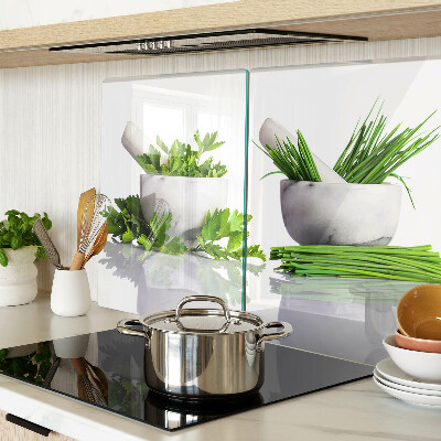 Planche à découper verre Herbes en pots