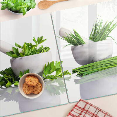 Planche à découper verre Herbes en pots