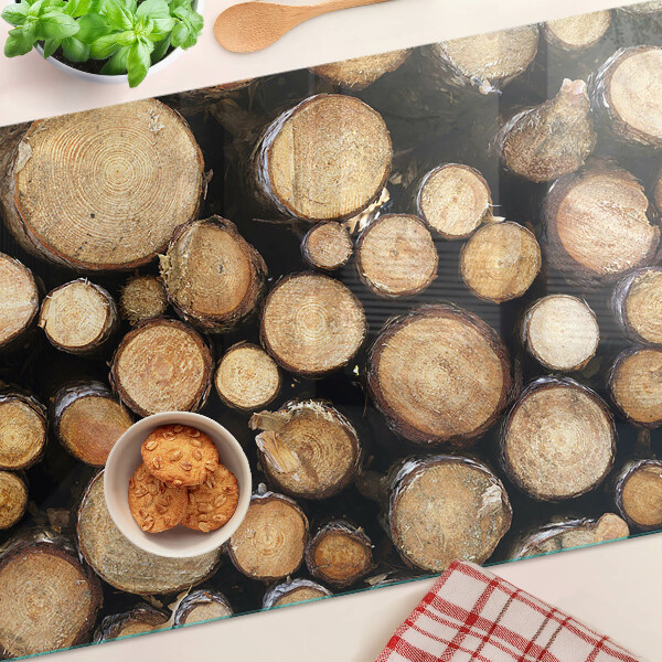 Planche à découper en verre Bûches de bois en coupe transversale