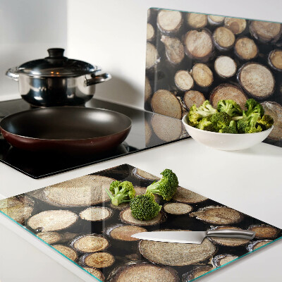Planche à découper en verre Bûches de bois en coupe transversale
