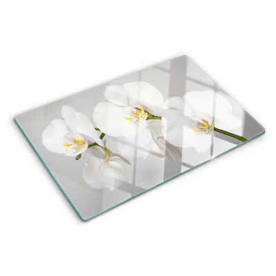 Planche à découper verre Orchidées sur fond miroir