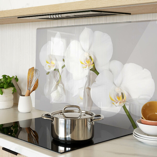 Planche à découper verre Orchidées sur fond miroir