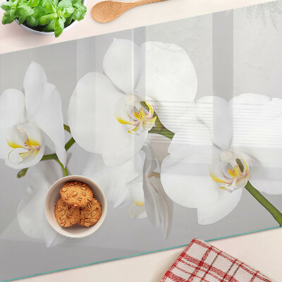 Planche à découper verre Orchidées sur fond miroir