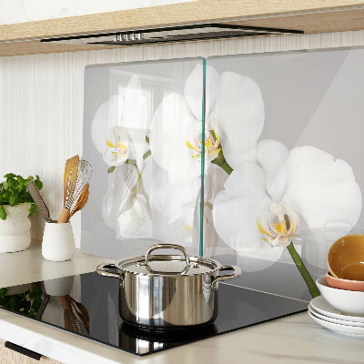 Planche à découper verre Orchidées sur fond miroir