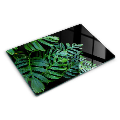Planche à découper verre feuilles tropicales