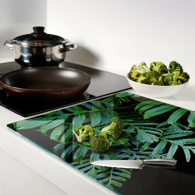 Planche à découper verre feuilles tropicales