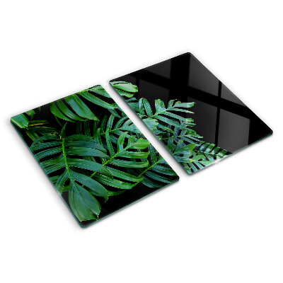Planche à découper verre feuilles tropicales
