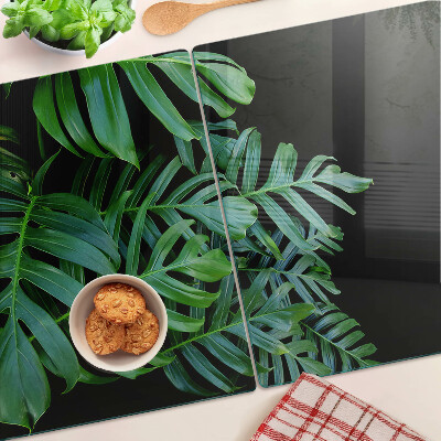Planche à découper verre feuilles tropicales