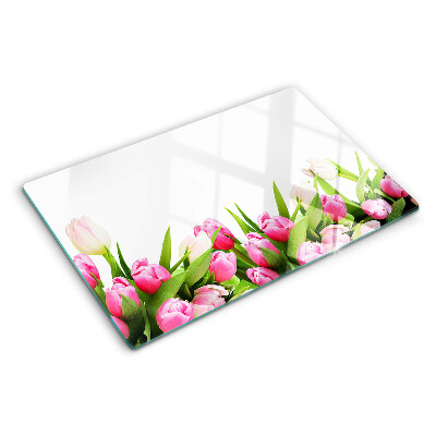 Planche à découper en verre Tulipes aux couleurs pastel
