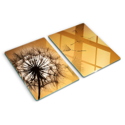 Planche à découper en verre Pissenlits sur fond de coucher de soleil