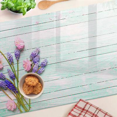 Planche à découper verre Fleurs sur fond de bois