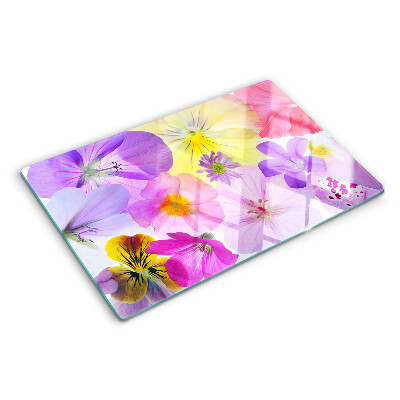 Planche à découper en verre Fleurs aux couleurs pastel