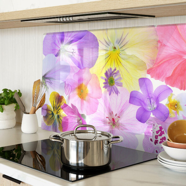 Planche à découper en verre Fleurs aux couleurs pastel