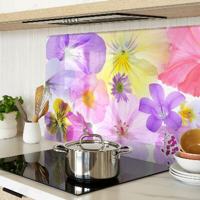 Planche à découper en verre Fleurs aux couleurs pastel
