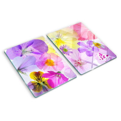 Planche à découper en verre Fleurs aux couleurs pastel