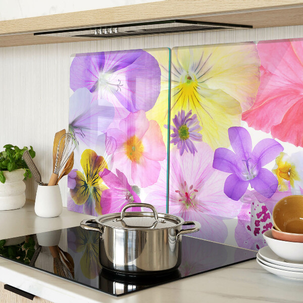 Planche à découper en verre Fleurs aux couleurs pastel
