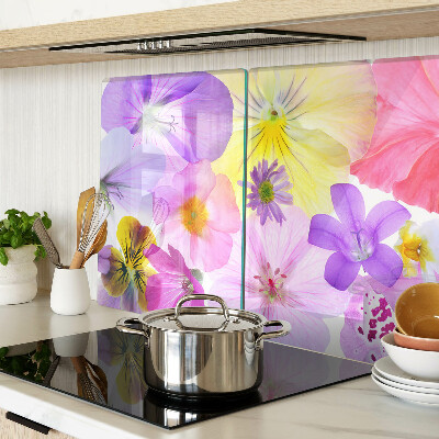 Planche à découper en verre Fleurs aux couleurs pastel