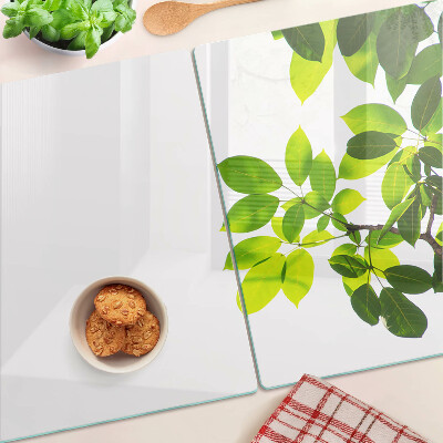 Planche à découper verre Feuilles contre un ciel lumineux
