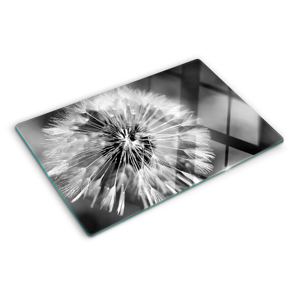 Planche à découper verre Pissenlits en noir et blanc