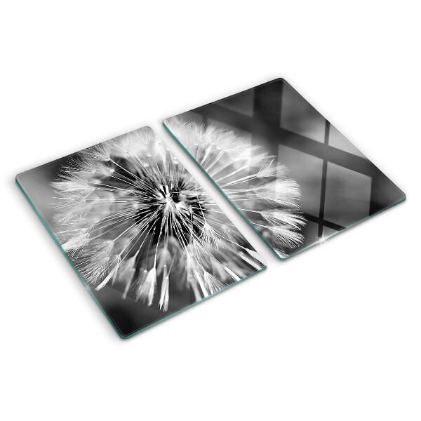 Planche à découper verre Pissenlits en noir et blanc