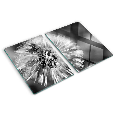 Planche à découper verre Pissenlits en noir et blanc