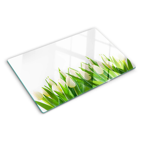 Planche à découper verre Tulipes dans l'herbe verte