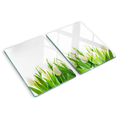 Planche à découper verre Tulipes dans l'herbe verte