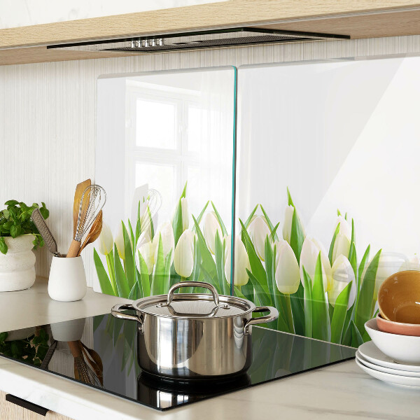 Planche à découper verre Tulipes dans l'herbe verte