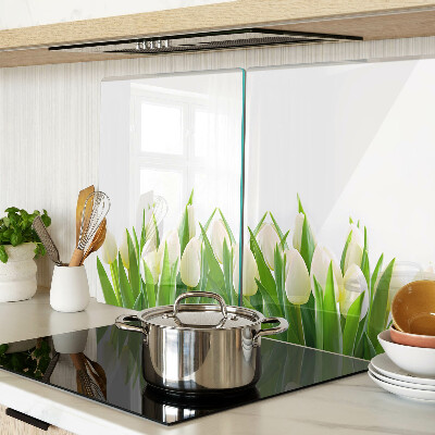 Planche à découper verre Tulipes dans l'herbe verte