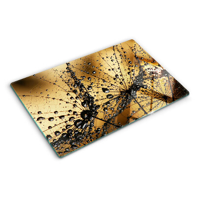 Planche à découper verre Gouttes d'eau sur les feuilles