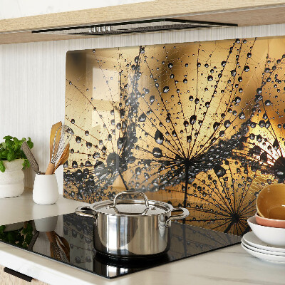 Planche à découper verre Gouttes d'eau sur les feuilles