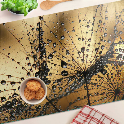 Planche à découper verre Gouttes d'eau sur les feuilles