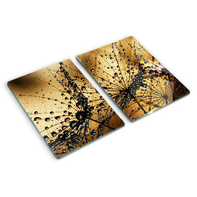Planche à découper verre Gouttes d'eau sur les feuilles