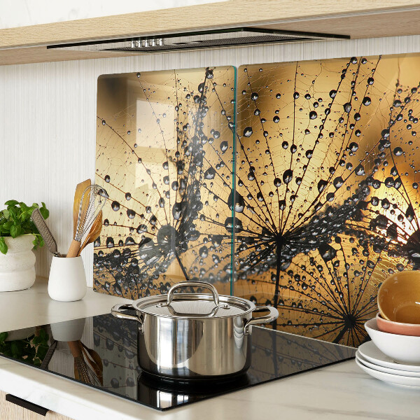 Planche à découper verre Gouttes d'eau sur les feuilles