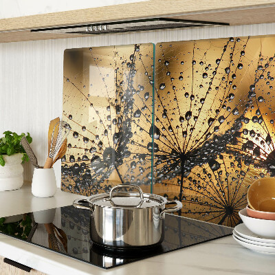 Planche à découper verre Gouttes d'eau sur les feuilles