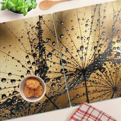 Planche à découper verre Gouttes d'eau sur les feuilles