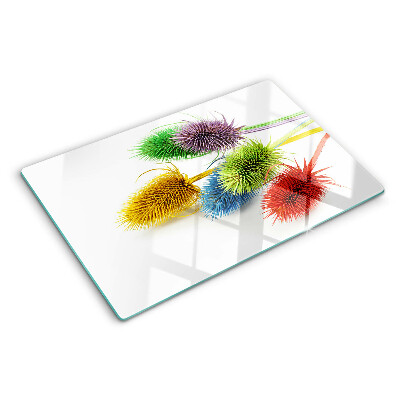 Planche à découper en verre Fleurs colorées et tridimensionnelles