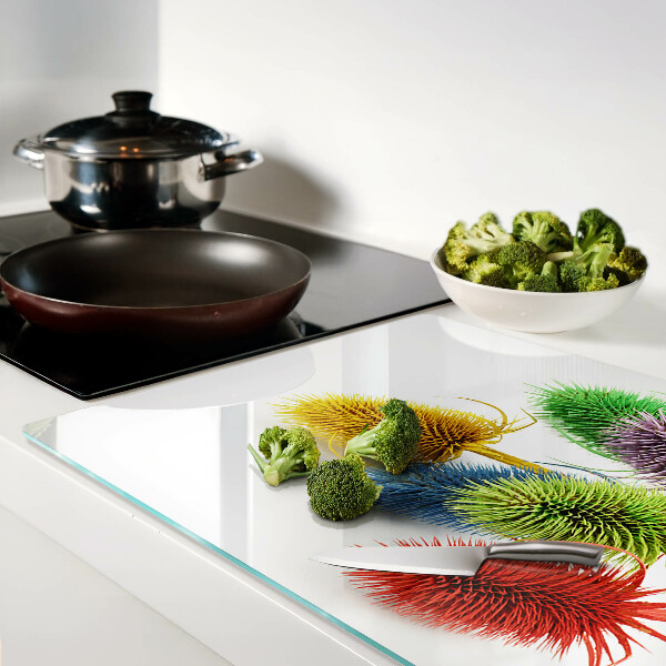 Planche à découper en verre Fleurs colorées et tridimensionnelles