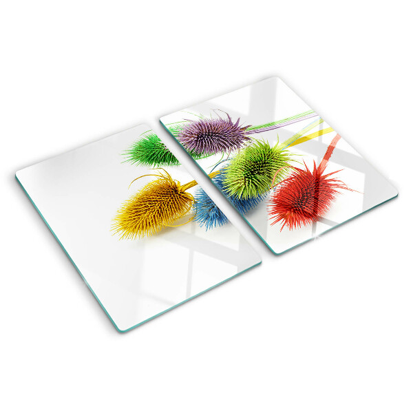 Planche à découper en verre Fleurs colorées et tridimensionnelles