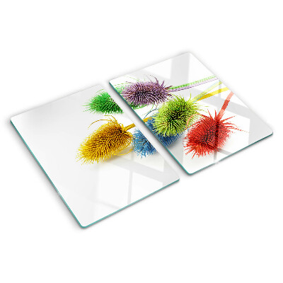 Planche à découper en verre Fleurs colorées et tridimensionnelles